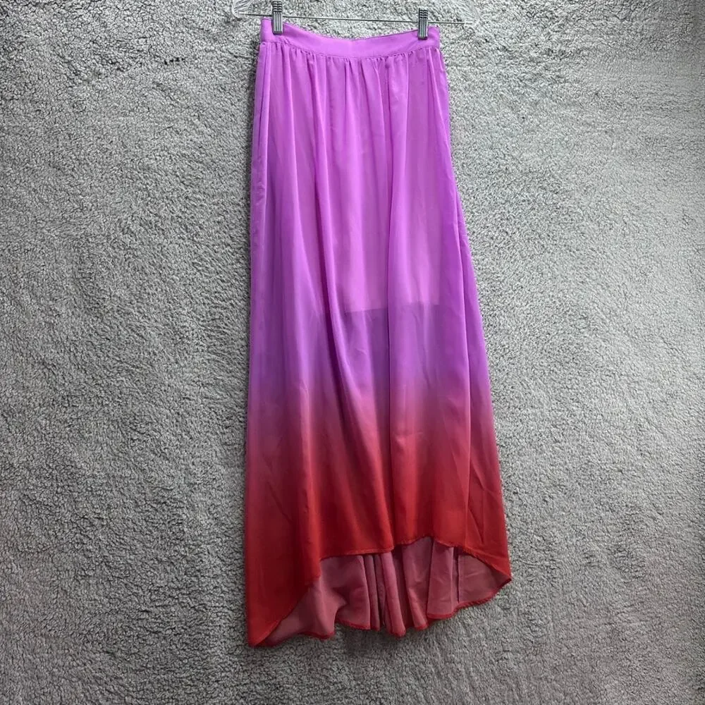 Rhythm Women's XS? Maxi Skirt Multicolor Flowy Lined Elastic Waist Back Zip Boho